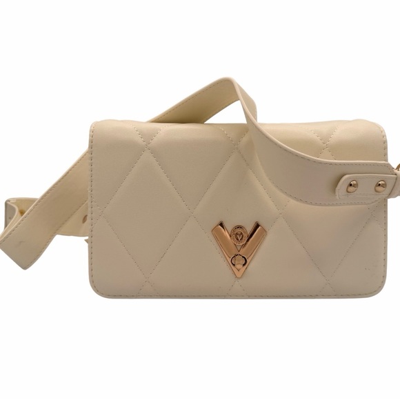 Valentino Orlandi Handbags - Valentino Orlandi Ivory Quilted Crossbody Bag